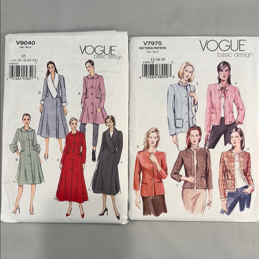 Bundle of 2 Vogue Coat and Jacket Sewing Patterns